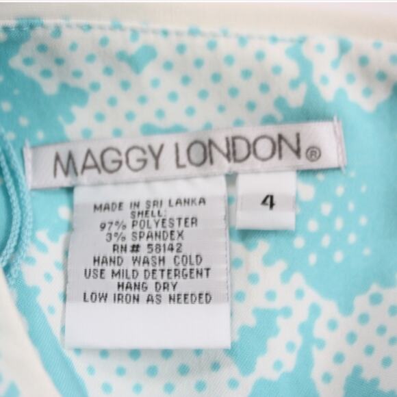 Maggy London Dress Women's Size 4 Blue Daisy Retro - Picture 3 of 3